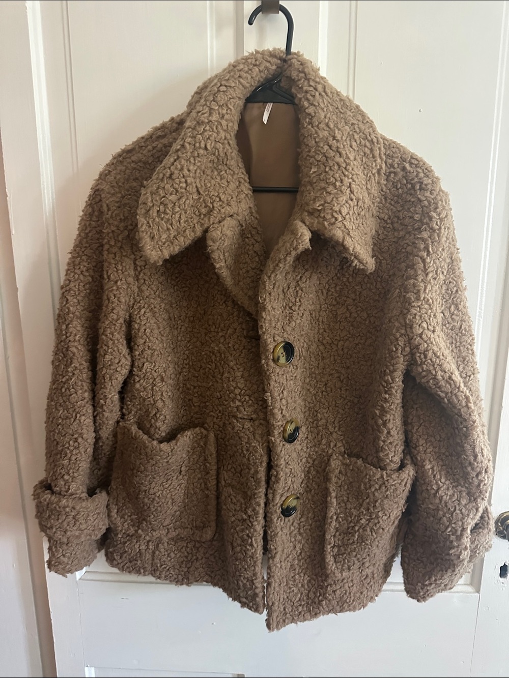 Free People Teddy Sherpa Button Jacket - Brown
